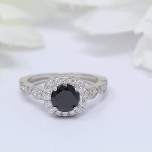 1.00 Carat Round Black Diamond CZ Art Deco Wedding